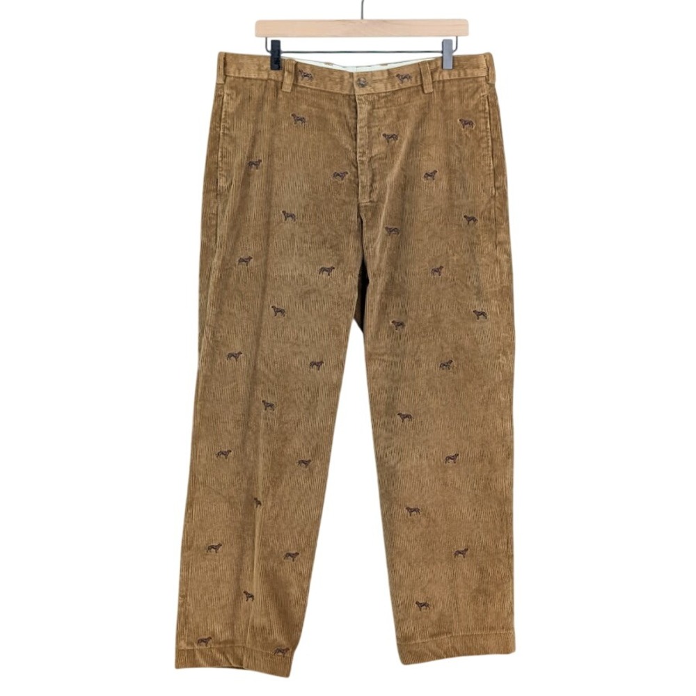 Brooks Brothers Hudson Corduroy Pants Men's 36x30‎ Brown Dog Embroidered Preppy